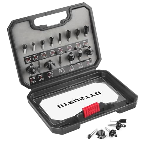 Utrustto 15-Piece 1/4-Inch Shank Tungsten Carbide Router Bit Set