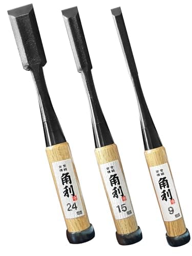 Kakuri Japanese Wood Chisel Set, 3-Piece Bench Chisels