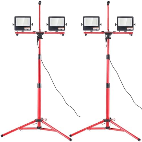 Vevor Dual-Head LED Work Light with Tripod Stand, 10,000 Lumen, 2-Pack