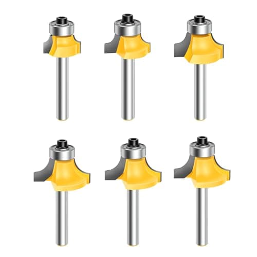 Feanron 6-Piece Round-Over Router Bit Set (1/4-Inch Shank)