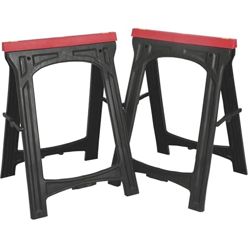 Ironton Foldable Plastic Sawhorses, 700 lb Total Capacity, 1 Pair