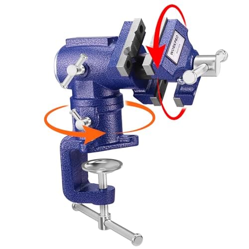 WorkPro Dual Jaws Clamp-On Table Vise, 2.5 in and 1.5 in, 360° Swivel