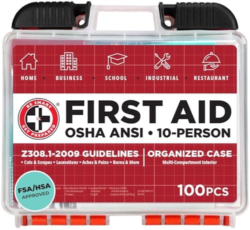 Be Smart Get Prepared OSHA/ANSI First Aid Kit, 10-Person