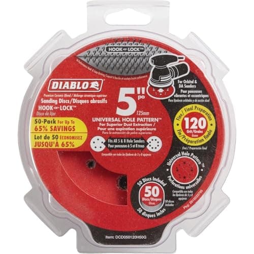 Diablo Hook and Lock ROS Sanding Discs, 5 in, 120 Grit, 50-Pack