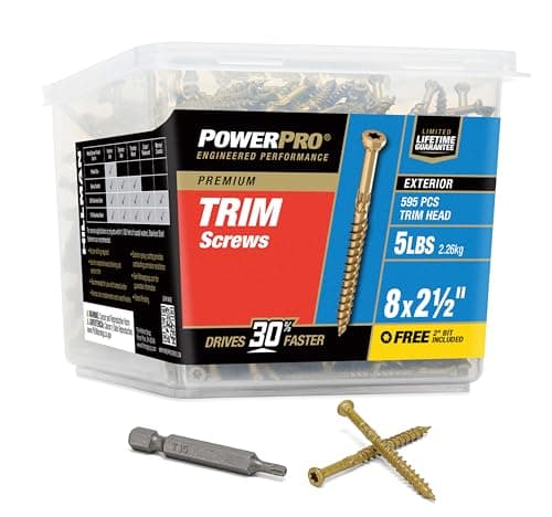 Power Pro Premium Exterior Wood Screws, #8 x 2-1/2 in, 595 count, Bronze (48637)