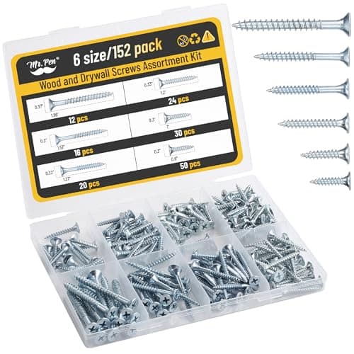 Mr. Pen Wood Screws Assortment Kit, 152 pieces, Phillips Flat Head (SSC152)